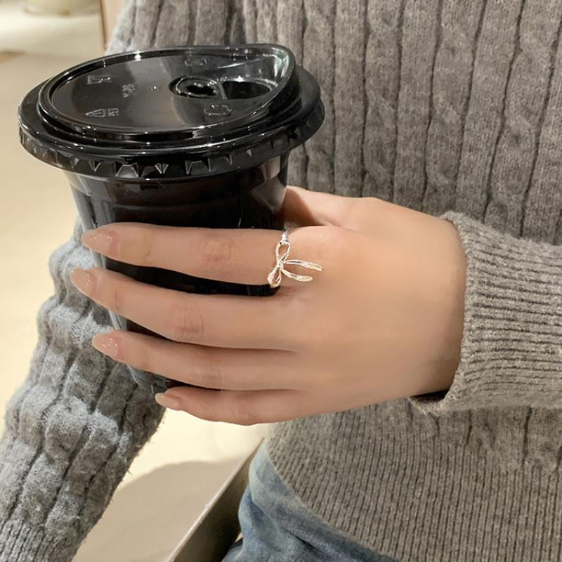 Unique Korean Style Silver Bow Ring For Women Adjustable And Chic 2024 Summer Fashion