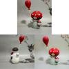 Wooden Mushroom Figurine With Balloons Handmade Home Decor Gift For Friends And Celebrations