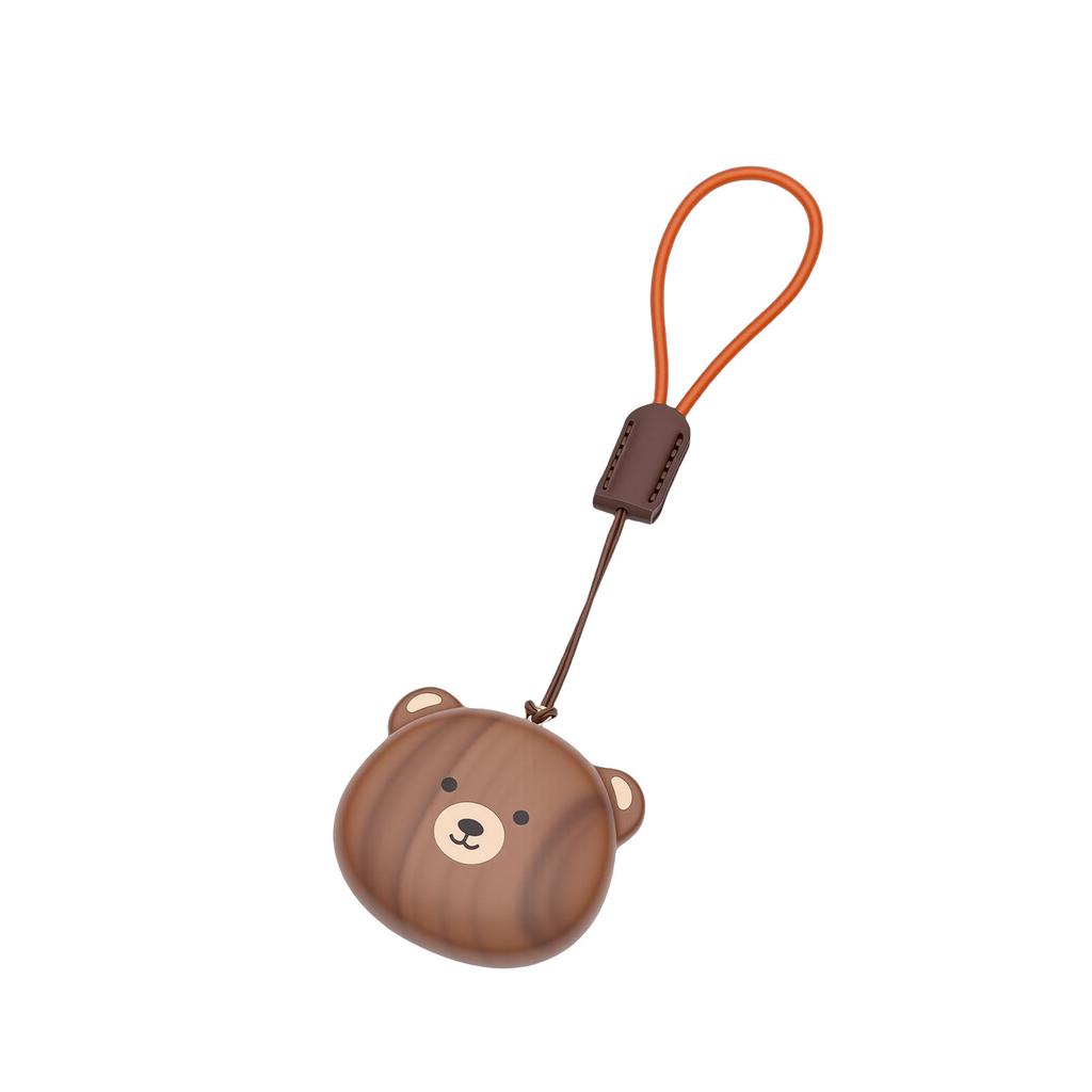 Bear Head Keychain Black Walnut Wood Keyring Phone Strap Cartoon Keyring Bag Decoration Accessory