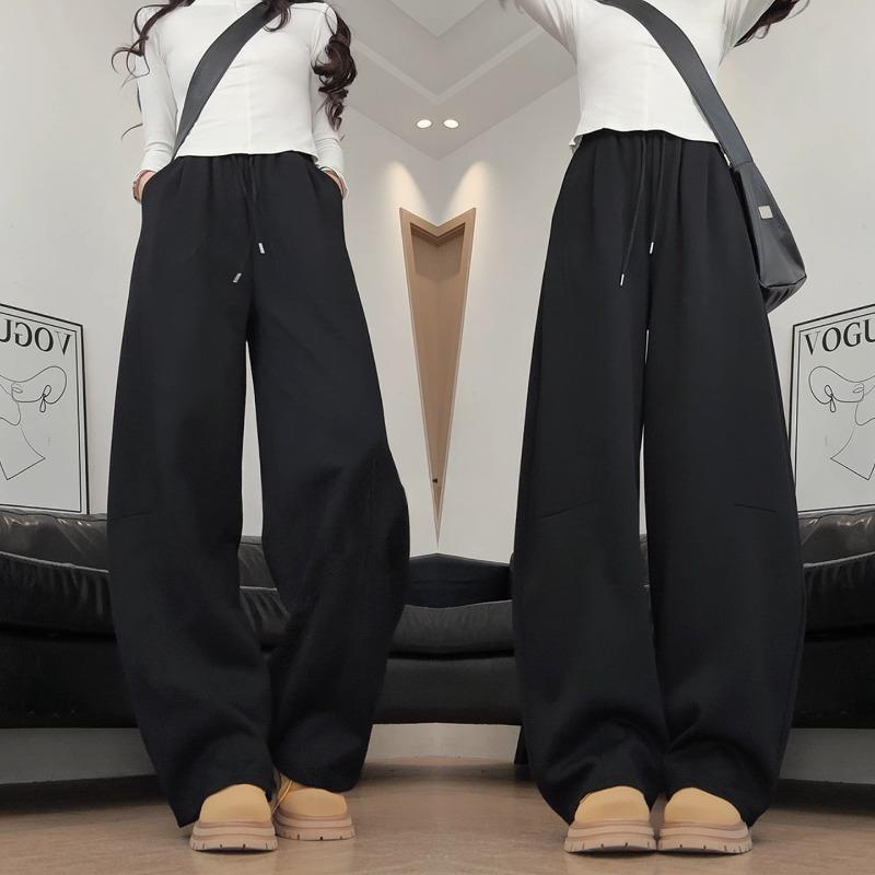 Black sweatpants women's new autumn drape loose and thin sweatpants small sickle wide-leg pants