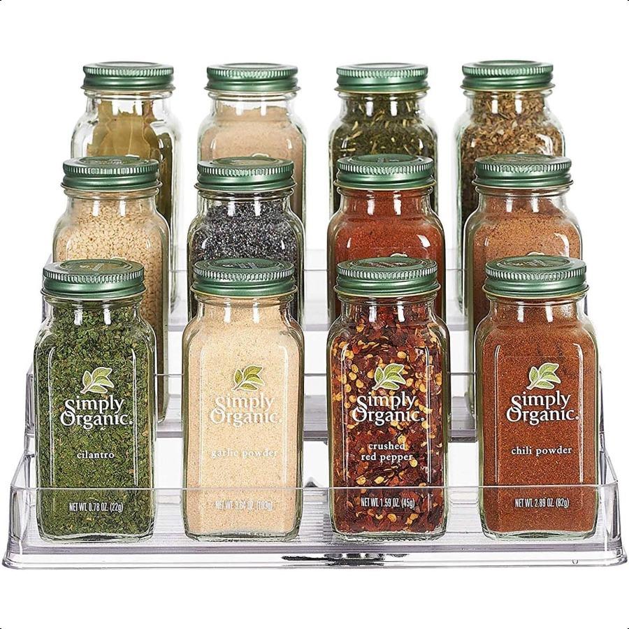 3Tier Spice Rack Step Shelf Cabinet Organizer Clear 2