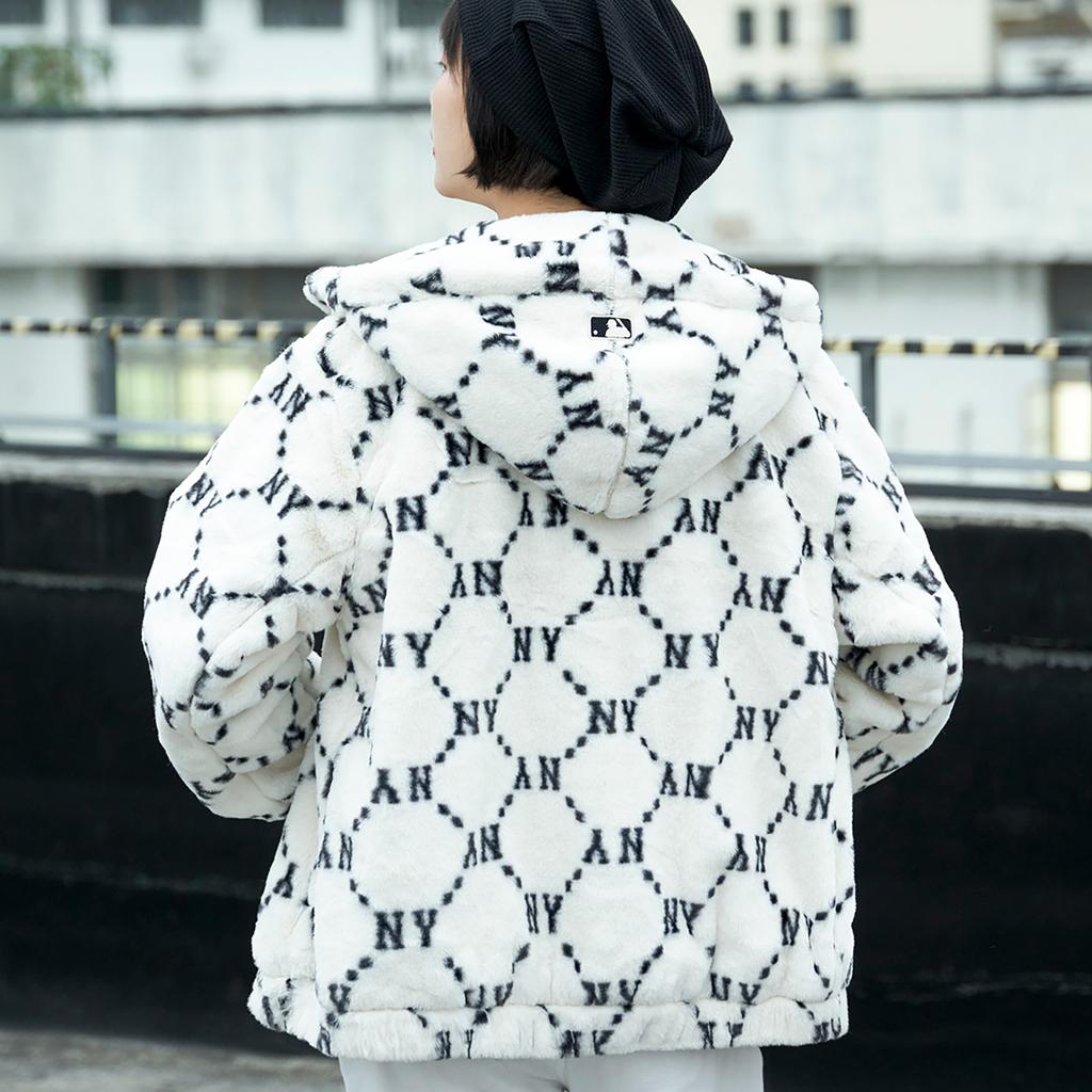 New MLB Old Flower Velvet Jackets Unisex Cream 3AFDM0226-50CRS