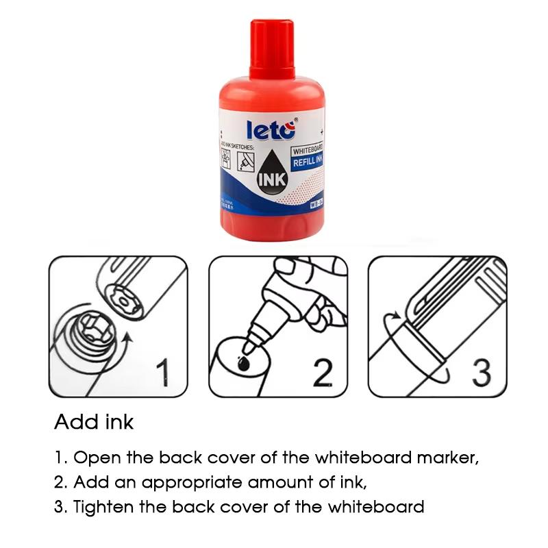 1Box 100ml Whiteboard Marker Ink Refill Set - Assorted Colors Pack of Red Blue Black Green - Compatible with All Erasable Whiteb