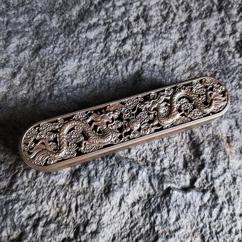 

15.8cm Two Dragons Playing Sandalwood Incense Sticks Holder Metal Line Sticks Incense Burner for Home Decor Ornaments