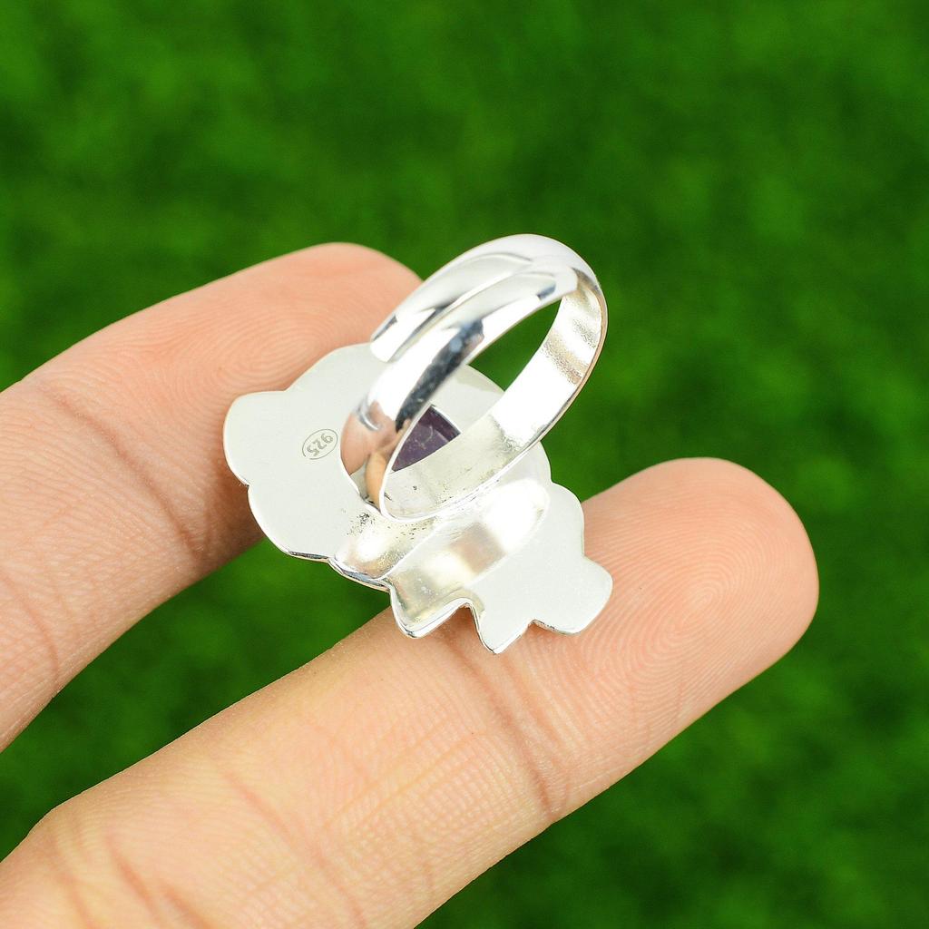African Amethyst Gemstone Birthday Statement Ring Jewelry 925 Sterling Silver