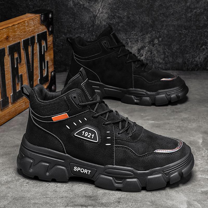 High-top shoes men's labor insurance trendy shoes spring tooling Martin boots summer mid-top retro British short boots men's 2025 new models