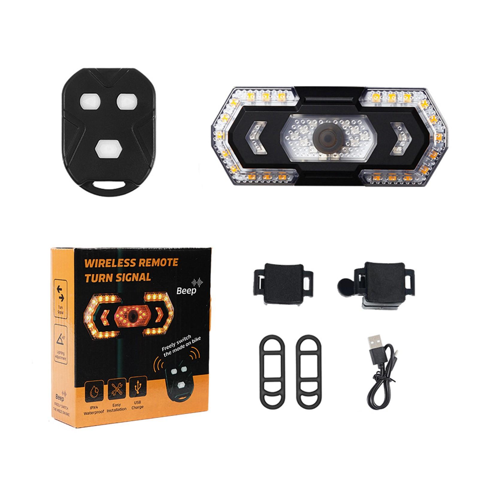 

Задний фонарь с дистанционным управлением и сигналом поворота, водонепроницаемый велосипедный задний фонарь с клаксоном и зарядкой через USB One Size чёрный