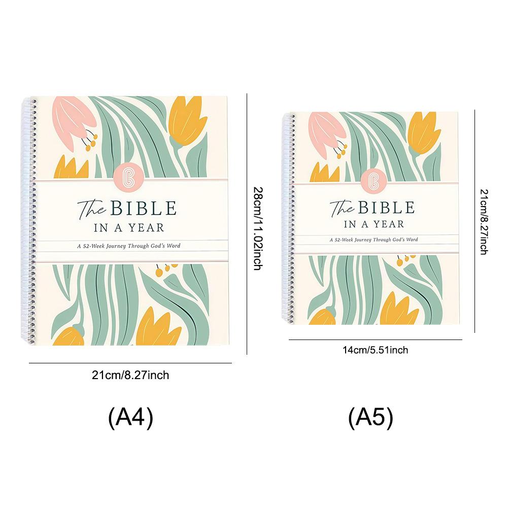 1/2PCS The Bible In A Year A 52-Week Study Notebook Multi-Purpose Womens Bible Study Plan Leak-Proof for Daily Bible Study Noteb