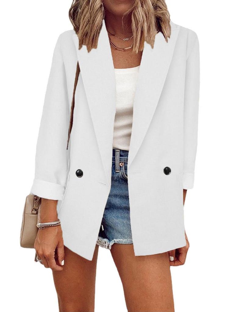 2026 European/American Fashion Solid Color Long Sleeve Jacket - Spring/Autumn Suit
