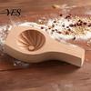 Teigpresswerkzeug Holzbrötchenform mit Griff, Manuelle Baozi-Herstellerform, Teigtaschen-Einfach-DIY Ravioli-Gebäckpresse mit Blumenrand für Küchenwerkzeuge Familie