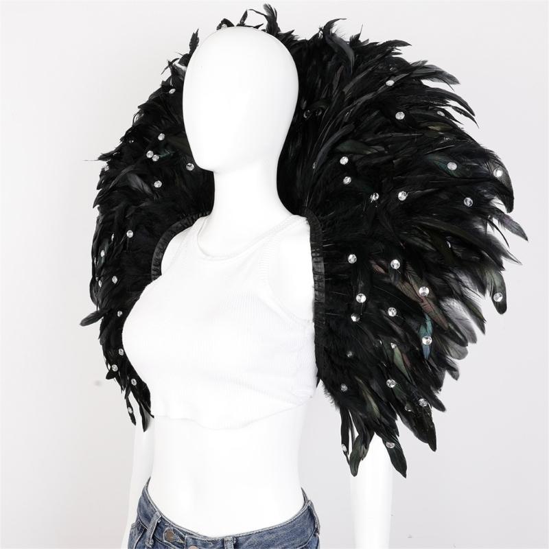 Women's Feather Scarf Halloween Shrug Poncho Collar Fashion Accessory for Stage Performances Costume Party Favors