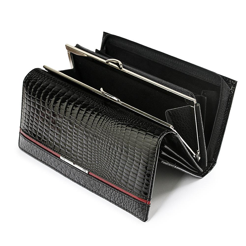 Women's Genuine Leather Wallet, Patent Leather Women's Handbag Design, Luxury Handbag, Crocodile Pattern Cowhide Wallet