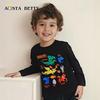 Kids' Cartoon Embroidery Crew Neck Sweatshirt - European & American Autumn Style
