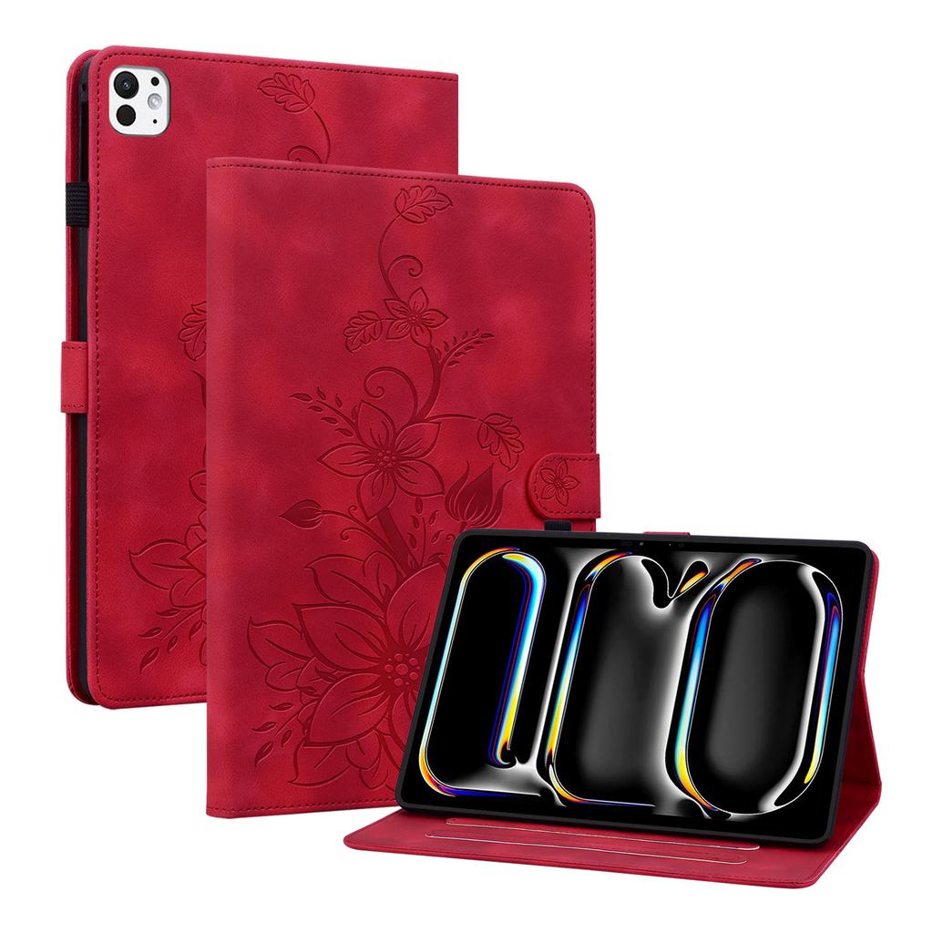 Applicable To iPad Air 13 Inch Tablet Leather Case Samsung Tab S10FEplus Matte Lily Card Holder