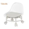 Low Rolling Stool with Backrest 360 Degrees Swivel Wheels Faux Leather Cushion Roller Seat Heavy Duty Rotating Mini Chair Seating Stool