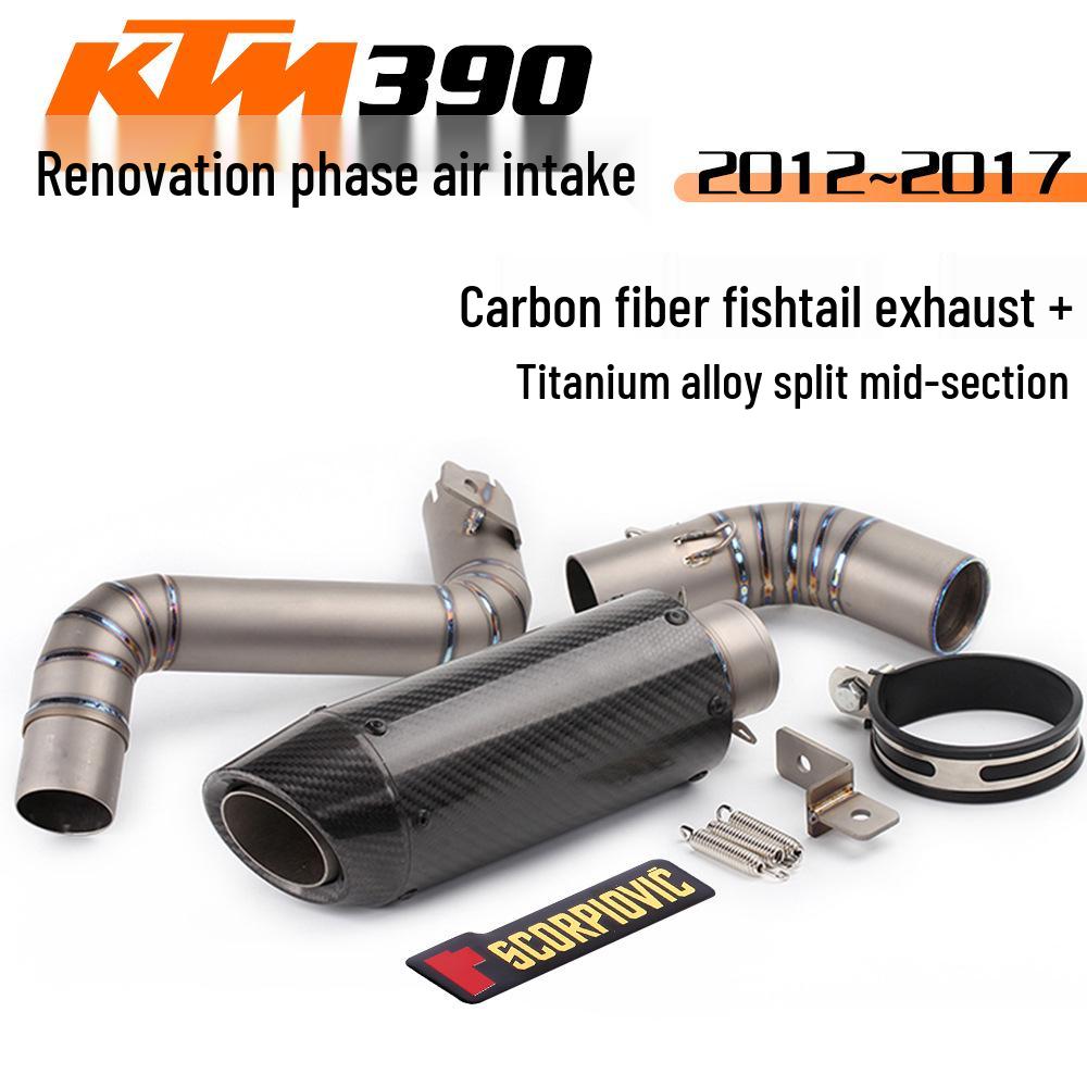 Modified Exhaust System for Duke390/RC390: Stainless Steel & Titanium Mid-pipe & Tailpipe Set