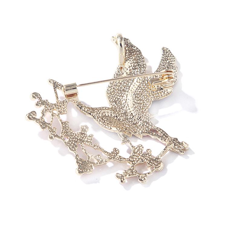 Enamel Flower Crane Brooches For Women Unisex Bird Animal Party Brooch Pins Gift