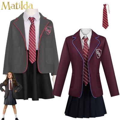 Matilda The Musical Cosplay Costume Kids Girls Matilda School Uniform Full Suits British Style Jk Dress Sets Halloween Role Playing Costumes For Women