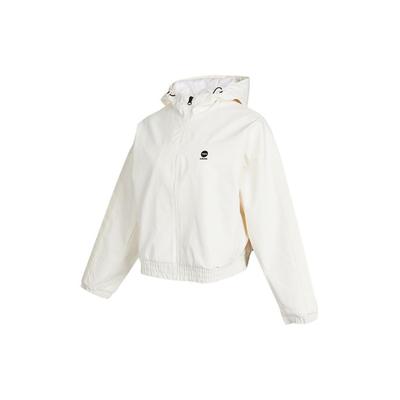 Neo Unifarbene Logo-Print Reißverschluss Kapuzenjacke Damenjacken Weiß HE4488