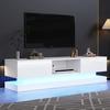 Măsuță TV cu LED 160cm - 2 sertare și 1 compartiment deschis - potrivită pentru TV 60" - Alb