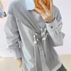 Women’s Elegant Long-Sleeve Korean Style Solid Color Shawl Shirt - 2026 Spring/Summer Collection