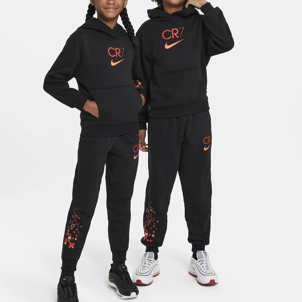 Nike Hoodie Cr7 Letter Number Logo Casual Long Sleeve Kids Hoodies Black FJ6173-010