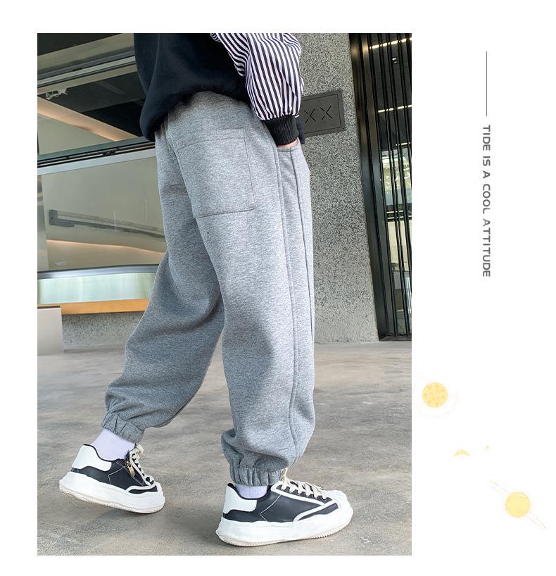Velvet-Lined Boys' Winter Sweatpants - New Style for Kids