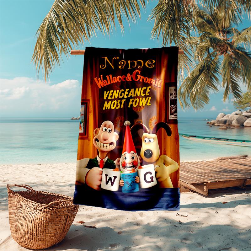 Personalized Customized Proof Beach Towel with Wallace and Gromit Pattern - Soft, Absorbent,quick-drying,perfect Swimming,camping&bathing