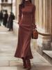 2026 Elegant High Neck Slim Fit Knit Dress - Women's Spring/Autumn Collection