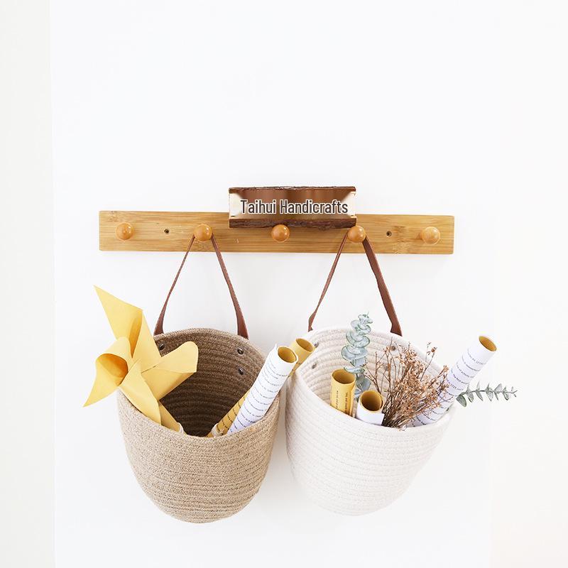 Hängender Korb für die Rückseite der Schlafzimmertür: Aufbewahrung aus gewebtem Baumwollseil, für Schlafzimmer oder Eingangsbereich, für Kosmetika & mehr.