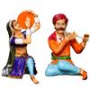 Resin Rajasthani Traditional Musical Couple Decorative Showpiece for Home Decor (Pack of 2, Multicolor)