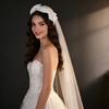 Fingertip Length Bride Veils with Flower Hairband Design for Elegant Bride Church and Outdoor Wedding Ceremony Dressingup