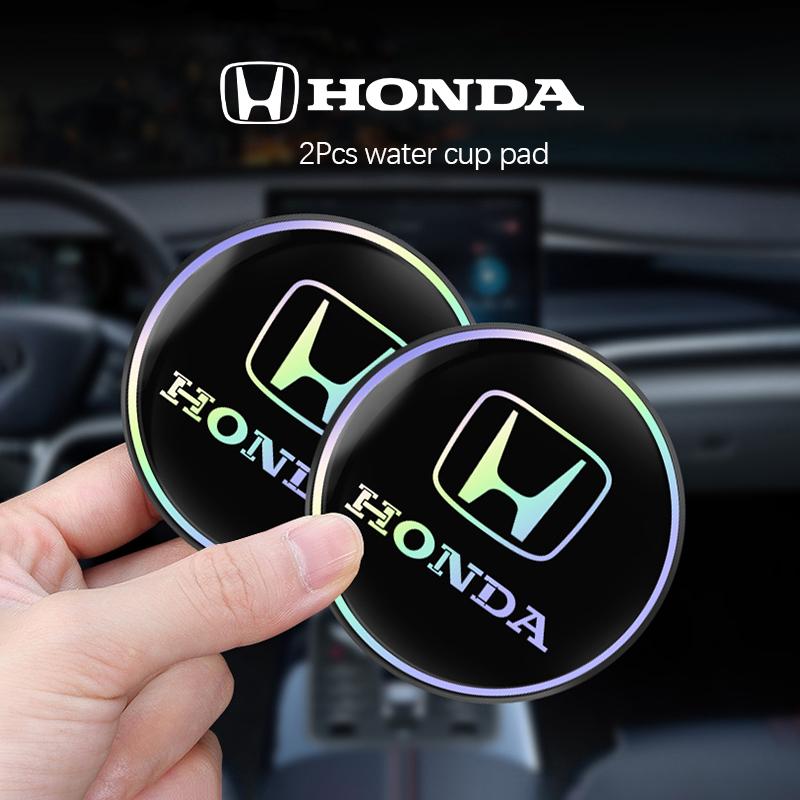 cwcr1 2Pcs Honda Logo Water Cup Pad Laser Silent Mat For Honda Civic Accord Crosstour Spirior Odyssey Avancier UR-V Sienna Elysion