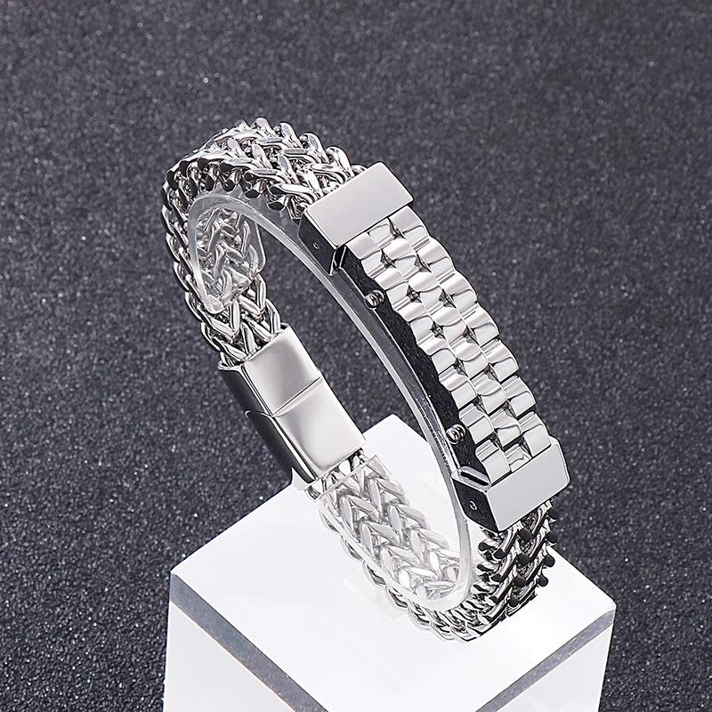 

Trendy Reversible Hip-Hop 18k Gold-Plated Titanium Steel Men s Bracelet