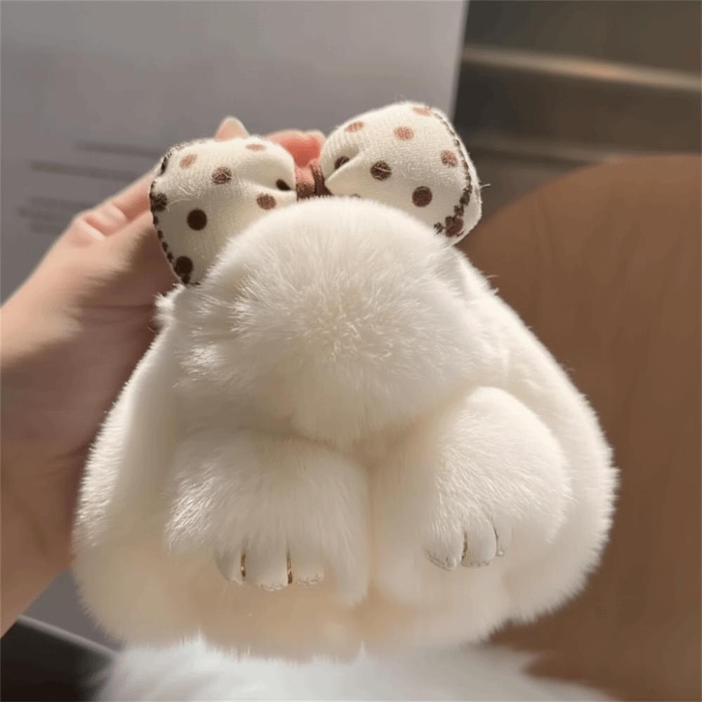 Hair Bow Rabbit Plush Keychain Soft Bag Hanging Pendant Accessory Plush Rabbit Keychain Car