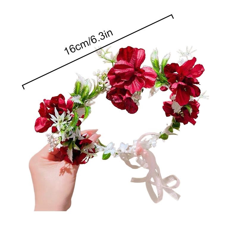 1PC Fairy Wreath Photography Props Headdress Bohemian Style Ribbon Headband Forest Series Headpiece Floral Wreath