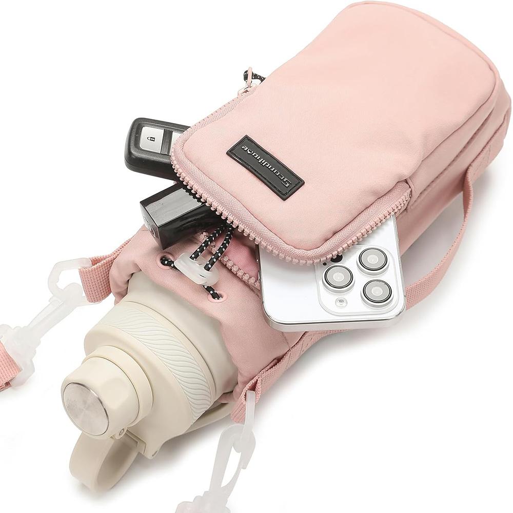 Portable Water Bottle Bag with Adjustable Shoulder Strap Water Bottle Sleeve for Walking Hiking Camping Gym