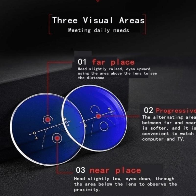 Rimless Progressive Multifocal Reading Glasses with Anti-blue Light and Diamond-cut Design