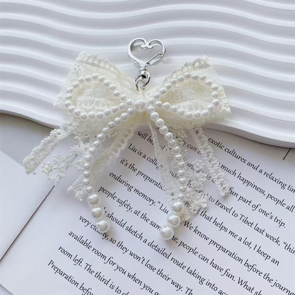 Charming Lace Pearls Key Holder Decorative Keychain Charm For Women Girls Handbag And Backpack Ornament