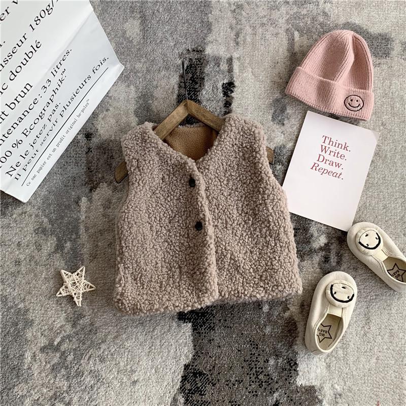 Girls Thickened Fleece Vest Winter Warm Sleeveless Jacket Baby Fashionable Waistcoat
