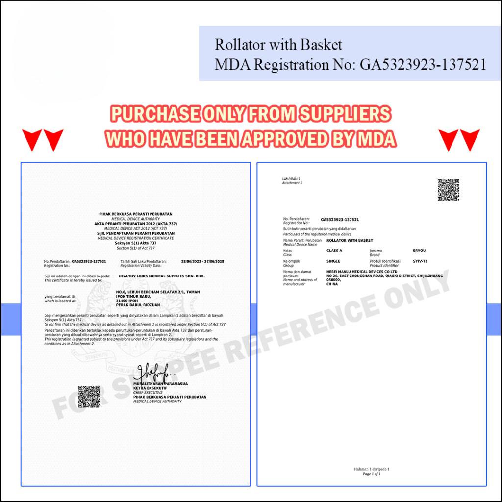 Rollator Walker Adult Lightweight Tongkat Roda Kaki Empat Wheelchair Pasar Foldable Walking Frame