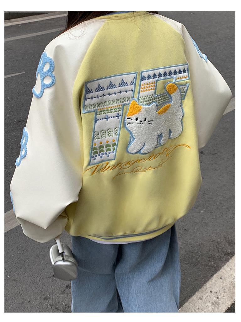 Unisex Color Block Embroidered Baseball Jacket - New Spring/Autumn Loose Fit