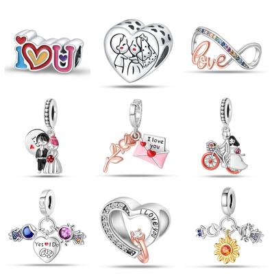 S925 Silver DIY Jewelry Accessories Bracelet Charm Beads Couple Gift