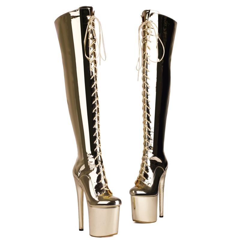 Over the Knee High Boots Women Sexy Thin Heels Party Dance Club Nightclub Shoes Ladies Luxury Gold Red Thigh High Boot Big Size