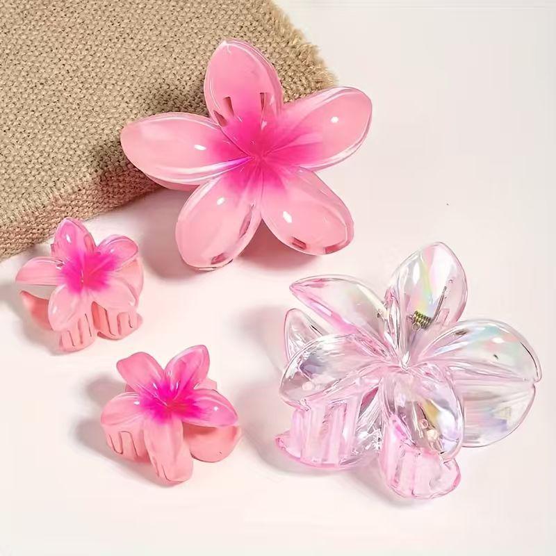 Большая 8см Цветная заколка-коготь Плюмерия - Свежий Романтичный Аксессуар Цветок Рыбий Хвост розовый