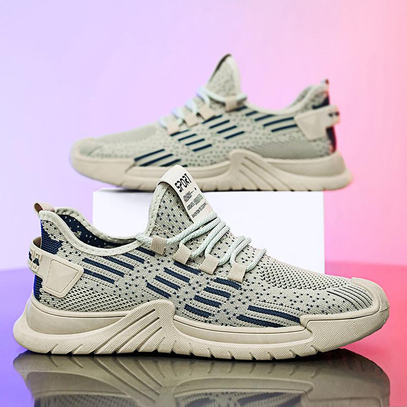 Spring New Men's Fly-woven Sneakers Breathable Mesh Lightweight Men's Outdoor Running Shoes Men's Shoes