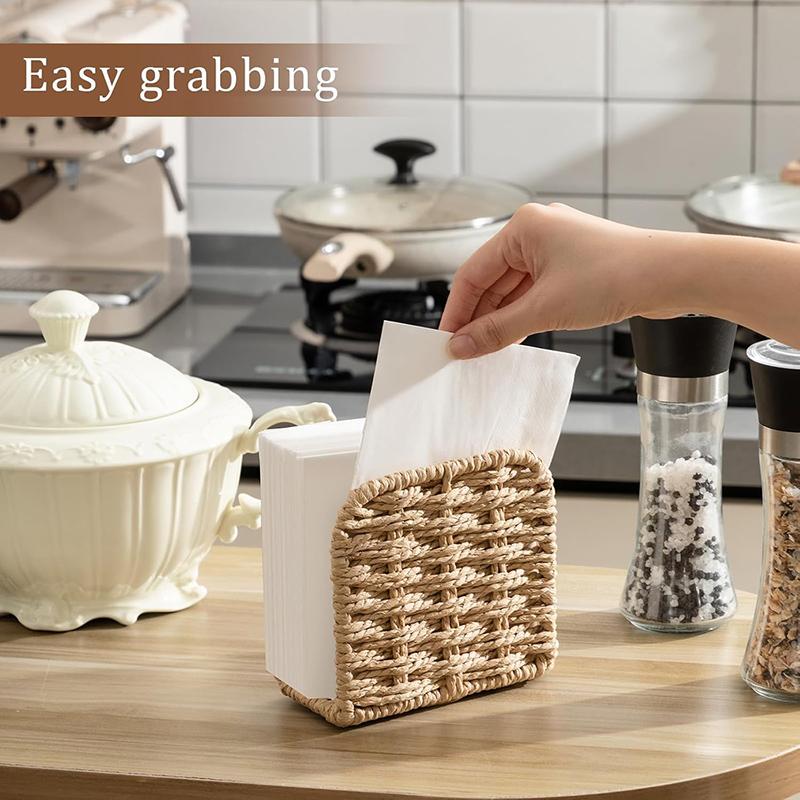Woven Rattan Wicker Upright Napkin Holders for Table Standing Paper Dispenser for Guest Restaurant Kitchen Decoration Indoor