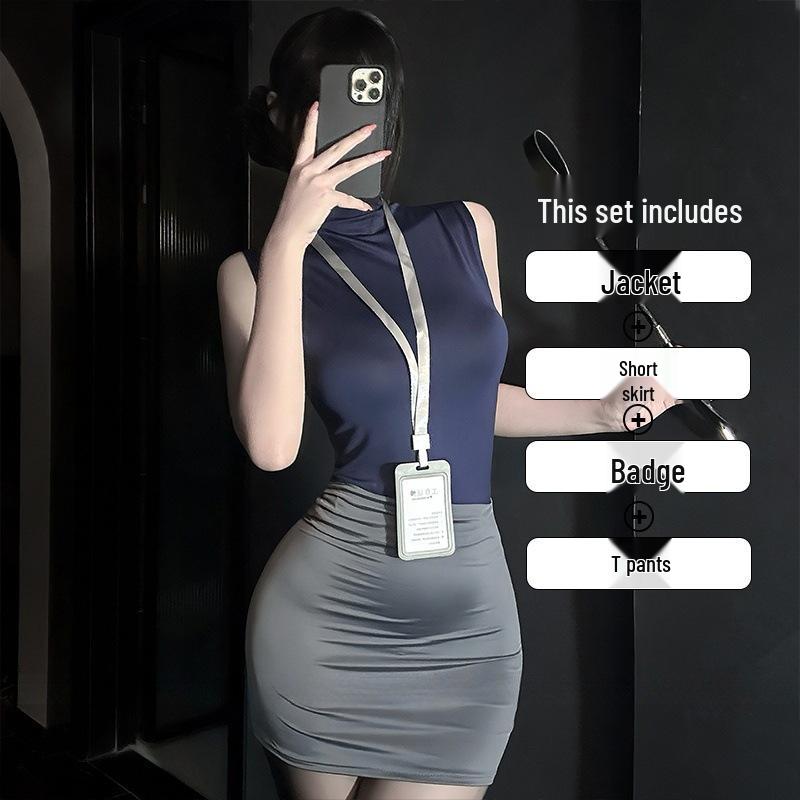 Seductive Bodycon Skirt Uniform Cosplay Set: Pure Desire and Passionate Ambiance