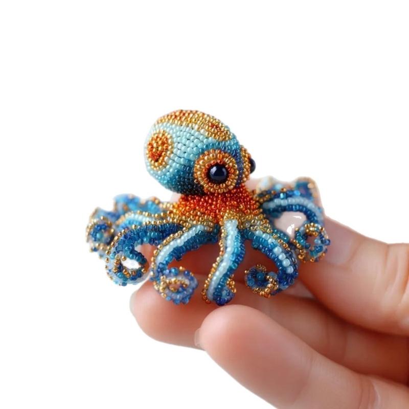 Výšivka korálky s motivem mořských zvířat, sada s vícebarevnými korálky a návodem pro začátečníky, ruční řemeslný projekt pro dospělé