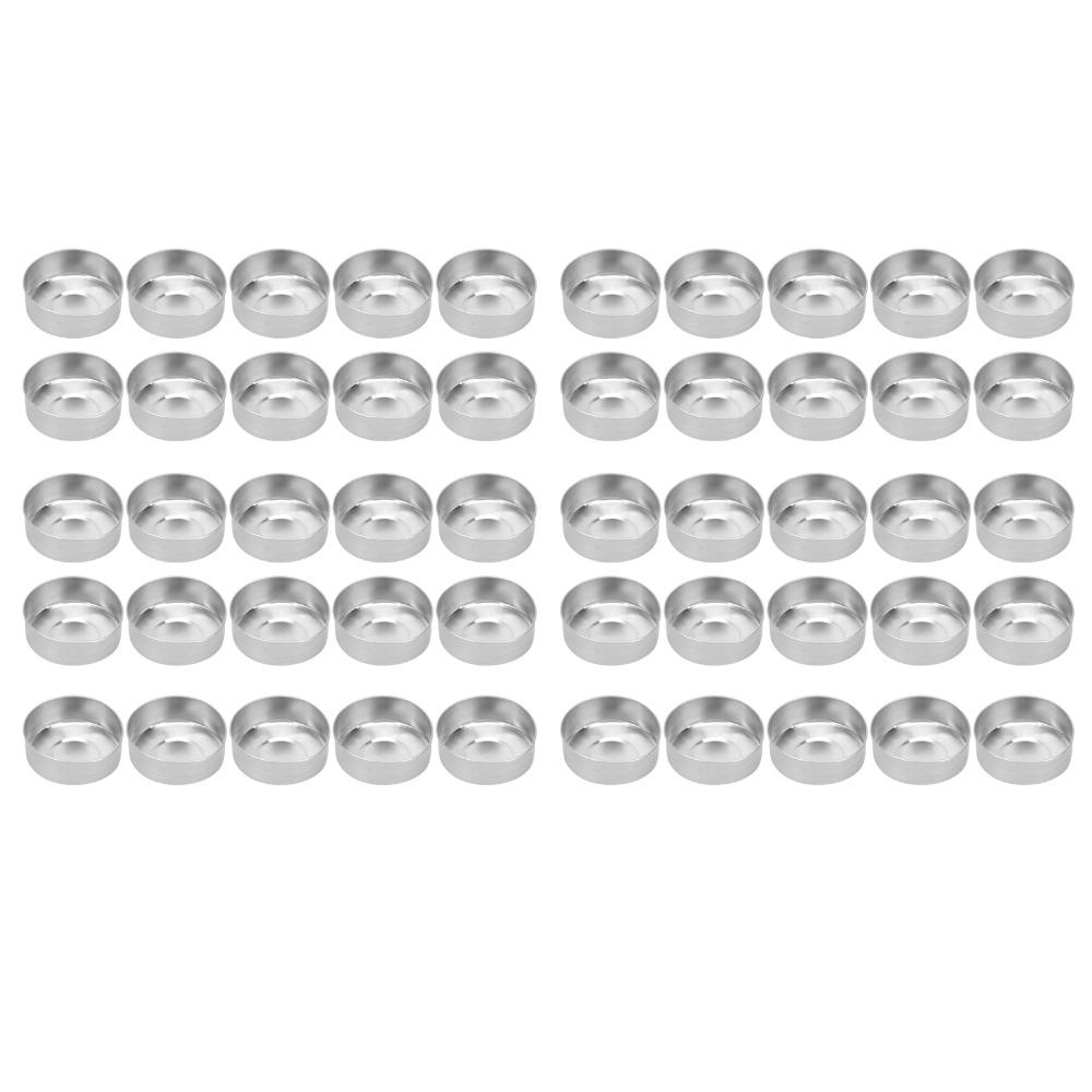 50 Pcs 1.37 X 1.37 X 0.55 In Candle Mold Container Aluminum Candle Shells for Outdoor Activities